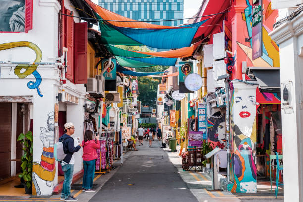 Vibrant street art and trendy boutiques along Haji Lane, just minutes from ibis Singapore on Bencoolen.