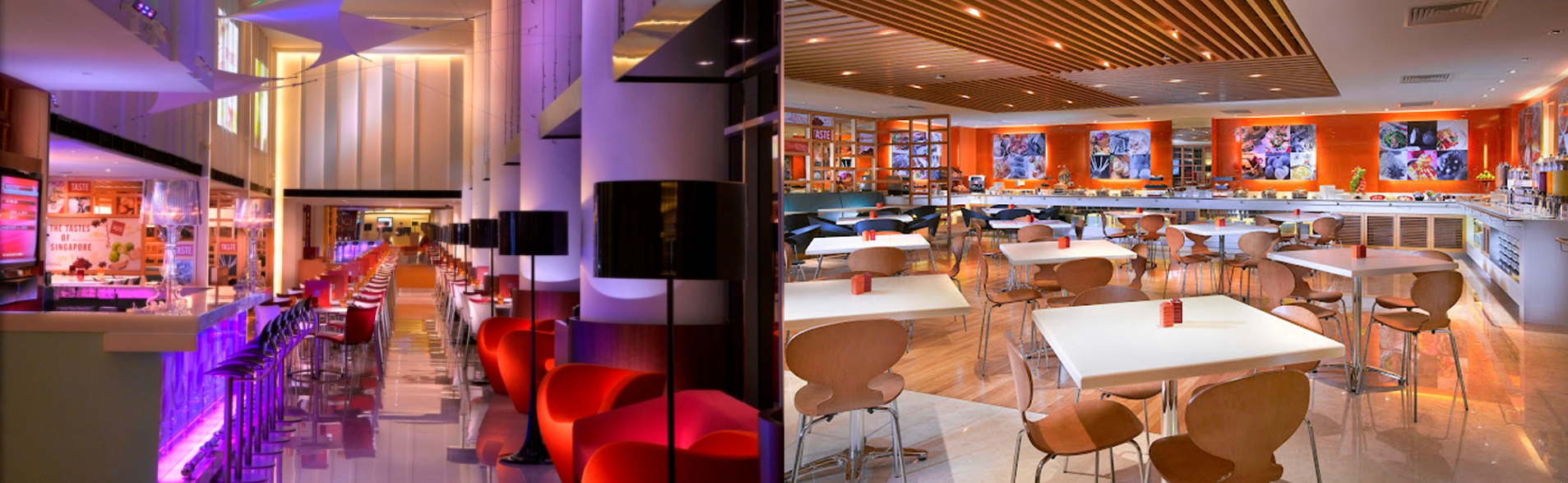 Modern hotel bar and vibrant all-day dining restaurant at ibis Singapore on Bencoolen.