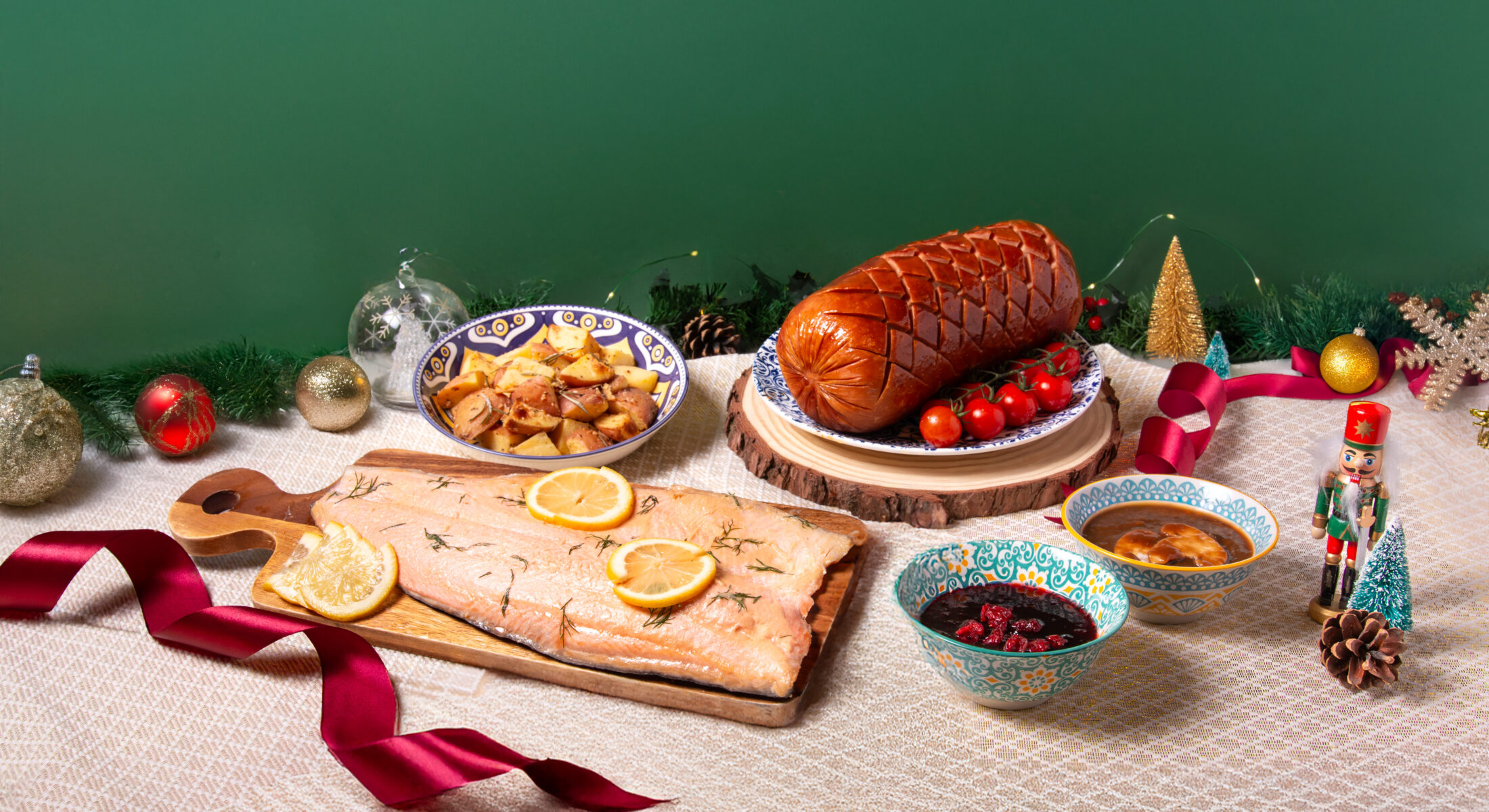 Ham with Spiced Palm Caramel & Pineapple Glaze & Miso Clout Trout