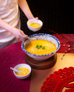 Golden mango sago dessert topped with pomelo pearls, served at TASTE Restaurant, ibis Singapore on Bencoolen.