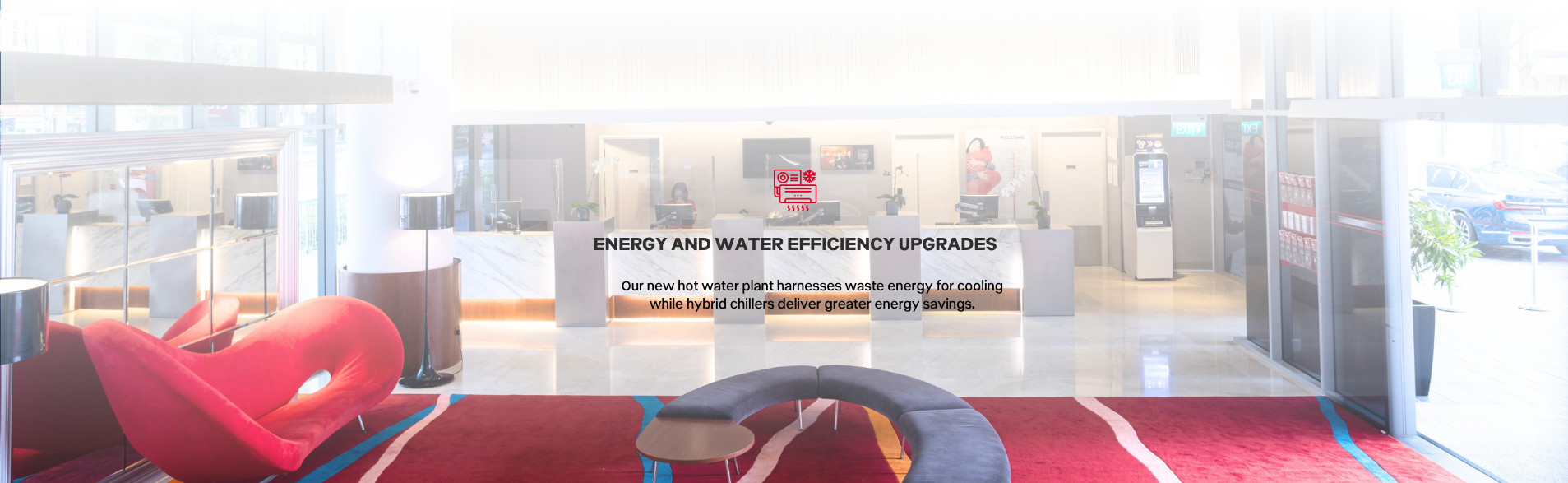 Hotel lobby at ibis Singapore on Bencoolen showcasing energy-efficient systems and sustainability upgrades